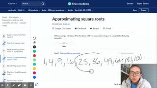 Approximating square roots practice  Khan Academy [upl. by Ahsienot483]