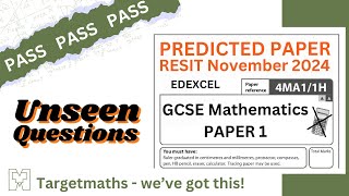 PASS GCSE Maths Resit  Predicted Paper 1 Foundation  November 2024  GCSE Maths Revision [upl. by Sasnett507]