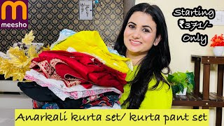 Festive Wear Meesho Kurta Set Haul Cotton Kurta Pant With Dupatta Floral Print Anarkali Kurti Haul [upl. by Etheline346]