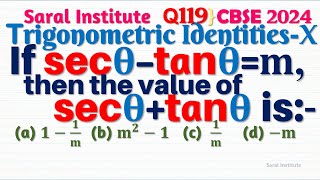 Q119  If sec⁡θtan⁡θm then the value of sec⁡θtan⁡θ is  If sec theta  tan theta  m then find [upl. by Premer]