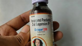 Paracetamol 250 mg suspension Dolopar250 mg suspension review in Hindi [upl. by Anrak372]