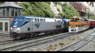 Amtrak Southwest Chief Running at the Palm Beach Model Railroad Club [upl. by Ytsenoh]