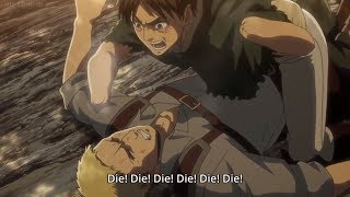 Attack on Titan S2  EREN VS REINER 2ND ROUND HD [upl. by Hacim]