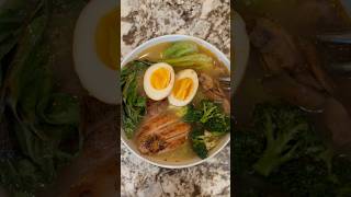 Spicy Chicken Ramen W Bok Choy Mushrooms and Broccoli [upl. by Alarice221]