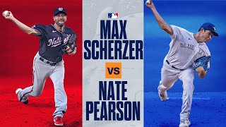 Blue Jays Nate Pearson vs Nationals Max Scherzer Epic duel in phenoms debut vs 7time AllStar [upl. by Mord]