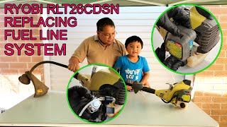 VTECH 25  Ryobi RLT26CDSN Replacing Fuel Line System [upl. by Novrej654]