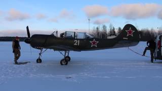 Starting up a YAK52 on slippery ground [upl. by Cazzie787]