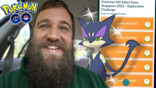 Shiny Purrloin Debut  Pokemon GO Safari Zone Singapore 2022 Research [upl. by Hamrnand]