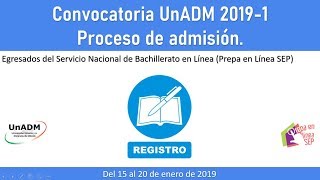 UnADM Convocatoria 20191 Registro Prepa en línea SEP [upl. by Enaenaj150]