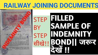 FILLED SAMPLE OF INDEMNITY BOND FOR RAILWAYSURETY के Sign मे ये गलती मत करनाहो जाओगे Disqualify [upl. by Yelnikcm]