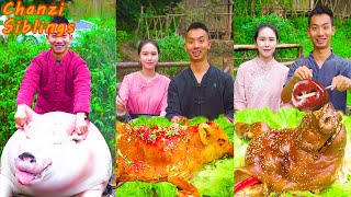 Roast Suckling WHOLE Pig Crispy Pork Recipe  Mukbang Outdoor Cooking Eating Pork Belly Challenge [upl. by Dex257]