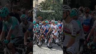 EVENEPOEL and POGAČAR start IL LOMBARDÍA 🌈💥🇮🇹 cycling bike road italia [upl. by Akanke]