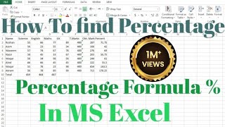 How To Apply Percentage Formula in Microsoft Excel  How To Find percentage in Excel  calculate [upl. by Jack424]