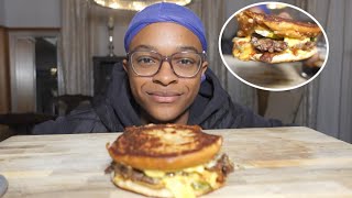 TRYING 5 GUYS GRILLED CHEESE BURGER  MY FIRST VIDEO OF 2024 [upl. by Hallvard]