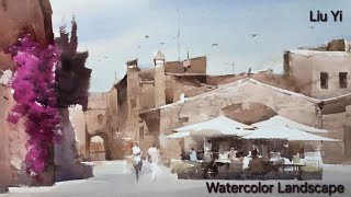 Liu Yi Watercolor Landscape  Time Lapse [upl. by Leibrag]