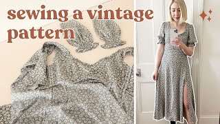 Making a DREAMY Midi Dress from a Vintage Sewing Pattern  Sew With Me [upl. by Skippie]