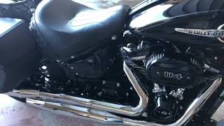 2018 Harley Davidson Heritage Stock Exhaust vs Vance and Hines Twin Slash Slip Ons [upl. by Anahsohs426]