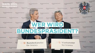 Wer wird Bundespräsident 2022  Bundesministerium für irreres [upl. by Llertak657]