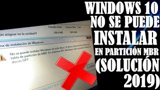 Windows 10 no se puede instalar en partición MBR SOLUCIÓN 2023 [upl. by Ahsaret]