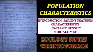 POPULATION ECOLOGY OR POPULATION CHARACTERISTICS populationcharacteristics density natality [upl. by Arawaj]