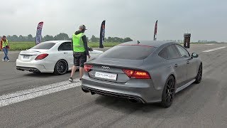 Audi RS7 Sportback vs MercedesAMG C63S vs BMW M4 [upl. by Fafa]