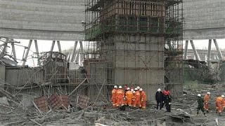 Dozens Killed in Scaffolding Collapse in Eastern China [upl. by Trilbi]