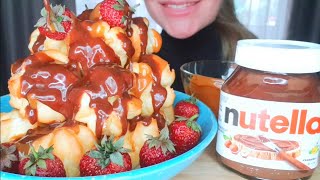 🥳 ASMR eating Nutella Profiteroles 😋 [upl. by Lebana645]