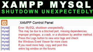 XAMPP Error MySQL shutdown unexpectedly Fix [upl. by Sayles872]