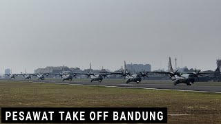 Take Off Berurutan Pesawat CN295 di Bandara Husein Sastranegara Bandung [upl. by Enayd655]