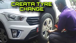 Apollo amazer 4G life tyre change 🔥💪  AJ16VLOG hyundai creata [upl. by Nalac52]