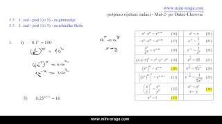 Eksponencijalne jednadžbe  poglavlje 55 zadataka br 1 pod 1 i 5  matematika 2 [upl. by Napier506]