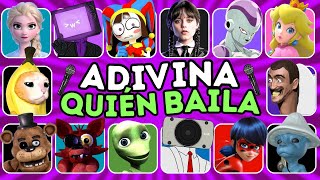 Adivina Quién Baila😃🎶Skibidi Toilet🚽 Merlina🖤Gato Pitufo💙Smurf Cat😺Peach👸 Freddy🐻 Pomni🎪 [upl. by Ahseiyn]