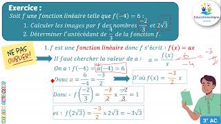 3AC  Maths  Fonction linéaire  exercice 01 [upl. by Melborn]