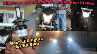 Nighteye LED headlights for All Bikes🏍️ how to install led light for Ns 160apache 160 🔥 [upl. by Yanarp]