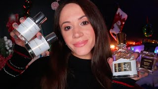 ASMR  Christmas Perfume Shop spraying tapping whispers [upl. by Ettenuahs]