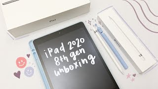 iPad 2020 8th generation unboxing☻  apple pencil and accessories ･ﾟ [upl. by Reilly]