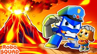 Watch Out The Volcano is Erupting 🏃🌋 Floor Is Lava  Safety Tips for Kids  RoboSquad Kids Cartoon [upl. by Vickey567]