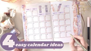 4 ✨Easy✨ Monthly Calendar Ideas for your Bullet Journal [upl. by Niraj338]