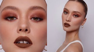 Warm Brown Tonal Makeup  Hung Vanngo [upl. by Ahsineg462]