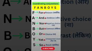 FANBOYS coordinating conjunctions  English tricksEnglish Hacks [upl. by Elttil]