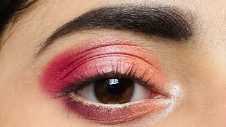 Pink eye makeup with yellow glitter  Pink amp Yellow Glitter Cut Crease Eye Makeup  5 mint eye look [upl. by Viafore]