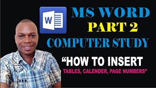 Computer Study Part 2  How to insert Table Calendar Page Number using Ms Word [upl. by Resor]