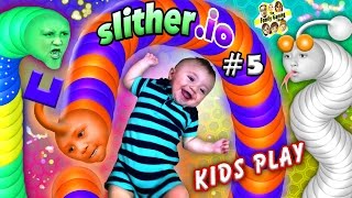 SLITHERio 5 BABY SNAKE PUNCHER FGTEEV Kids Play w Worms ♫ Chase Lex Mike amp Shawn ♫ [upl. by Dnalsor507]