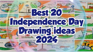 Independence day Drawing ideas 2024  Independence day Drawings easy  Top 20 Poster drawing ideas [upl. by Cirala]