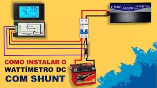 Como Ligar o Wattímetro Amperímetro Voltímetro DC Digital com Shunt no Sistema de Energia Solar [upl. by Anirtac]