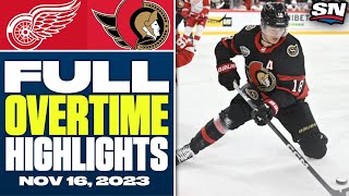 Detroit Red Wings at Ottawa Senators  FULL Overtime Highlights  November 16 2023 [upl. by Ayle]