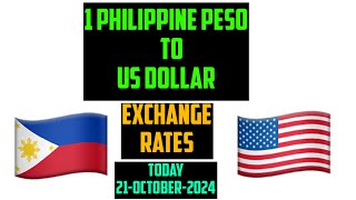 Philippine Peso to Us Dollar Currency Exchange Rates Today 21 October 2024 [upl. by Mays936]