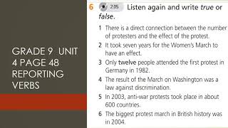 Grade 9 Unit 4 Page 48 Reporting verbs [upl. by Bartholomew71]