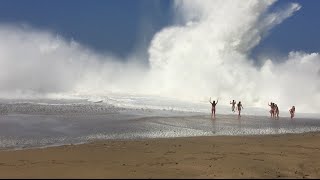 Giant Wave Crash Lumahai Beach in Kauai Hawaii [upl. by Larcher]