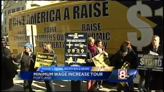 Portland mayor supports bus tour to boost minimum wage [upl. by Bock]